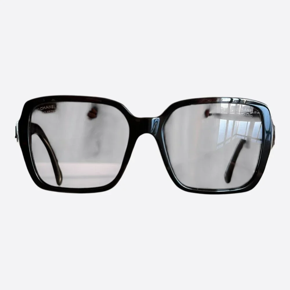 Chanel Black Logo Square Sunglasses - Picture 1 of 5
